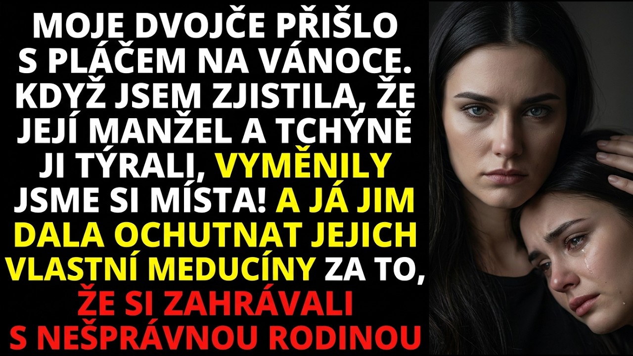 Moje dvojče přišlo na Štědrý večer v slzách. Vyměnily jsme si místa—její muž se poučil.