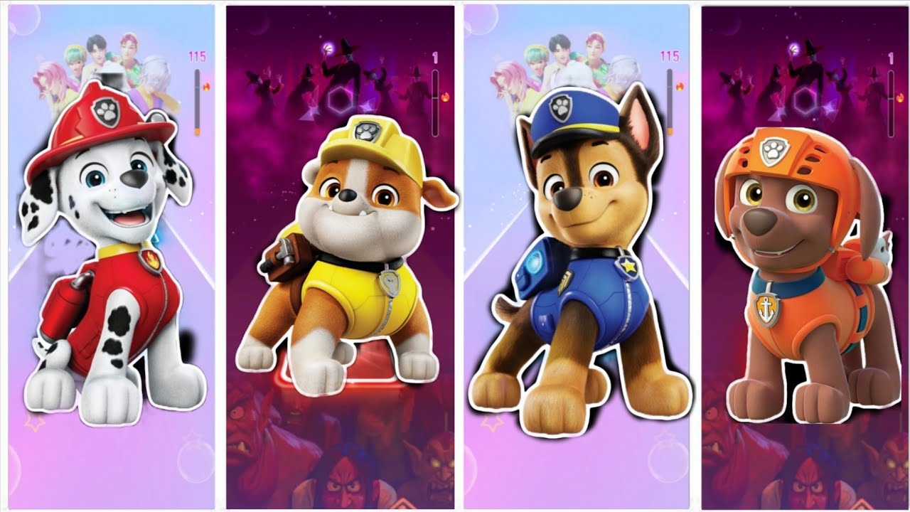 Paw Patrol 🚓 Rayder Vs Chase Vs Rayder Vs Marshall #tiles hop #paw patrol #tiles hopgame #cartoon