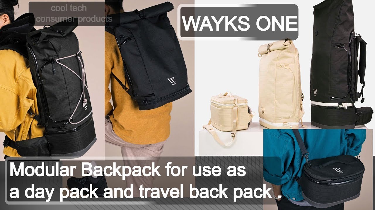 wayks one:  travel back pack & regular day pack ( laptop backpack ) in one single modular backpack