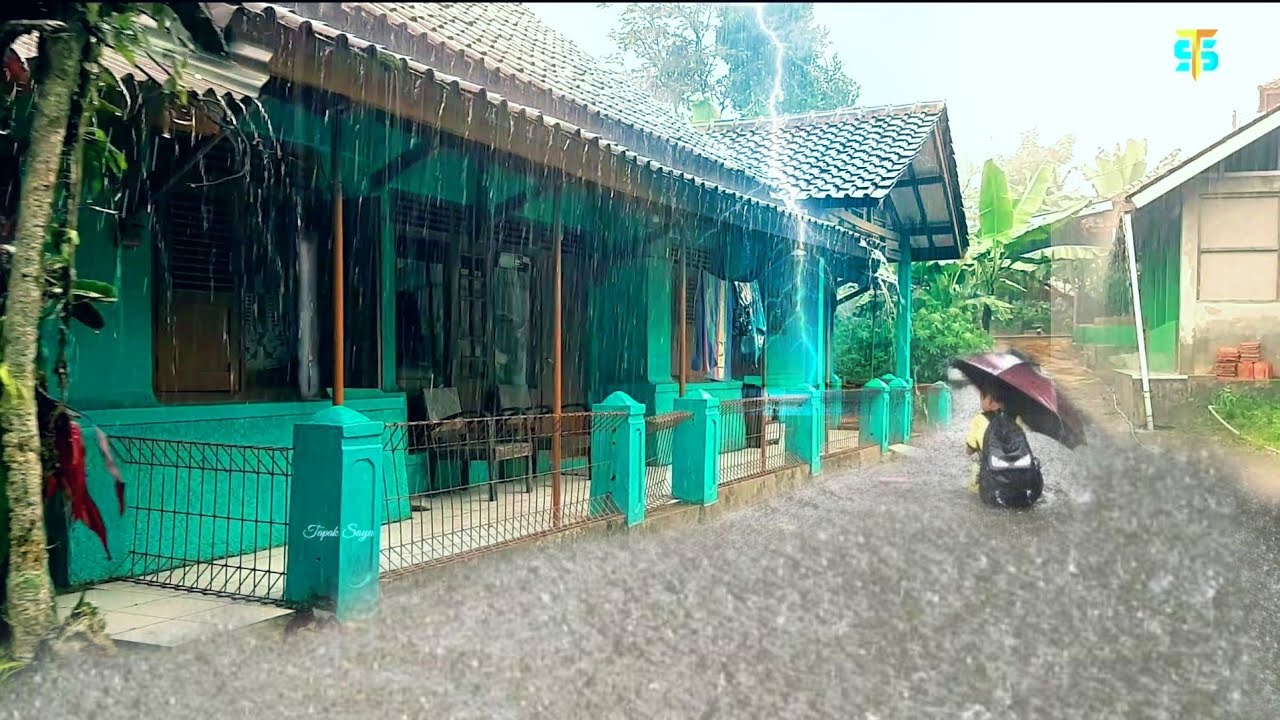 Super Heavy Rainstorm in My Village in indonesia