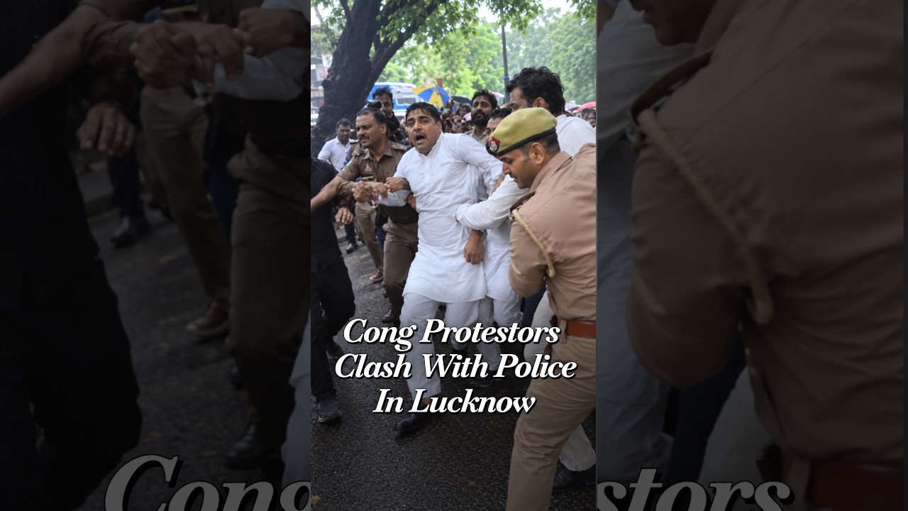 Congress Protesters Clash With Police In Lucknow, Detained Amid CEC Protest