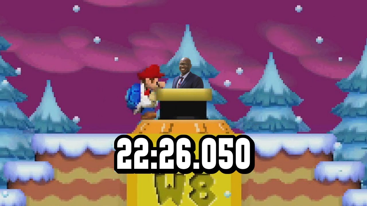 New Super Mario Bros. Any% Speedrun in 22:26.050