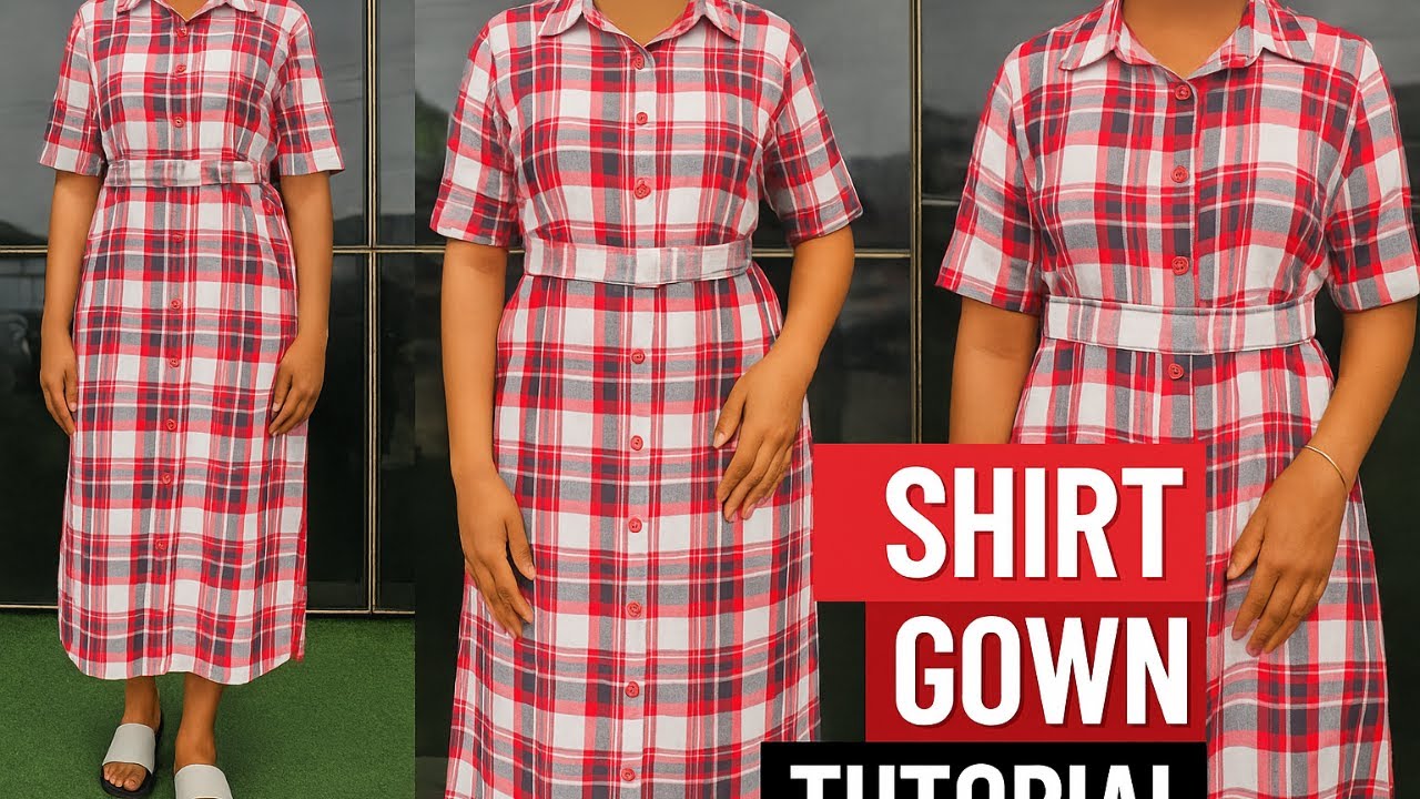 Detailed Tutorial: Cut and Sew a Shirt Gown with Pockets (Beginner Friendly)