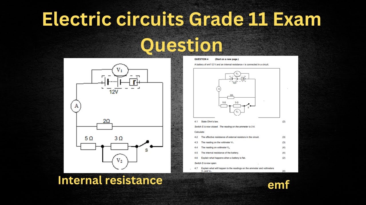 Electric circuits grade 11 exam question | internal resistance