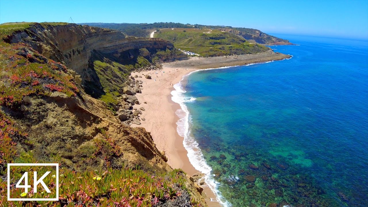 Cliff walking: Praia das Bicas - Praia da Foz - Sesimbra, Portugal 4K Ocean sounds for sleeping