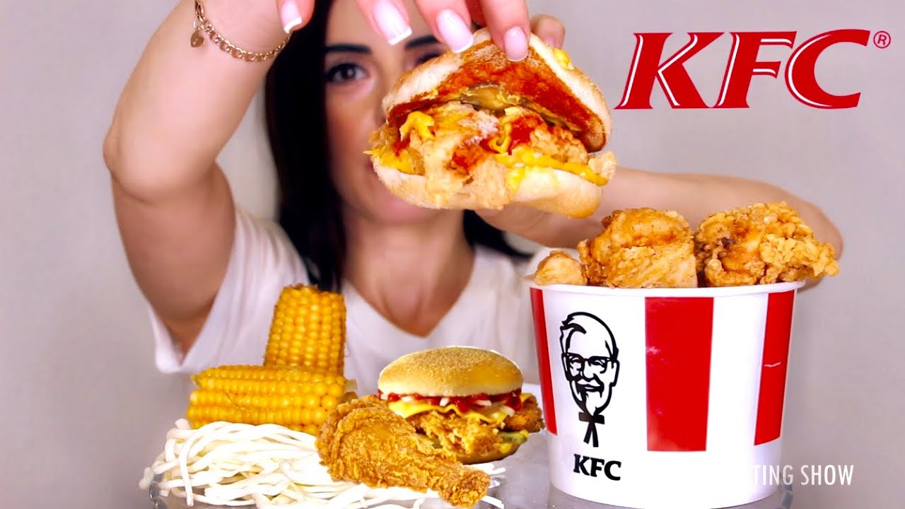 МУКБАНГ / БУРГЕР и НОЖКИ KFC, Кукуруза, Сыр Чечил