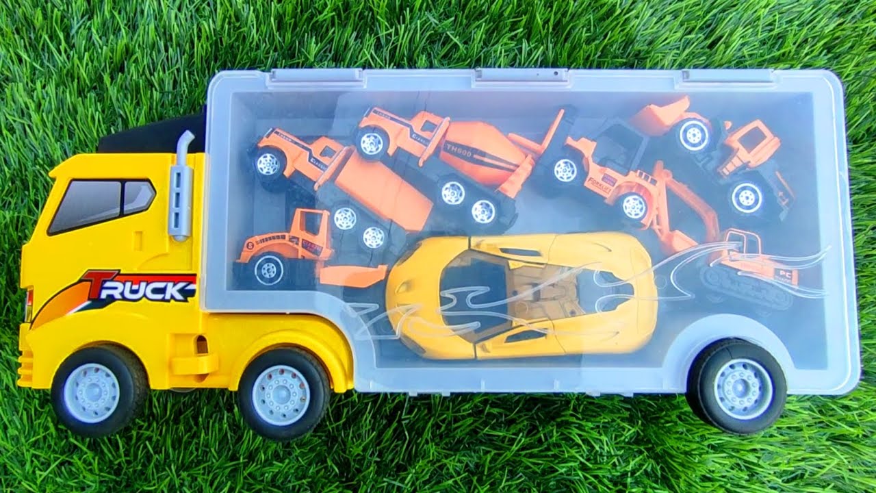 Minicars and yellow Convoy! playing in the lake and jumping into the water, part 02