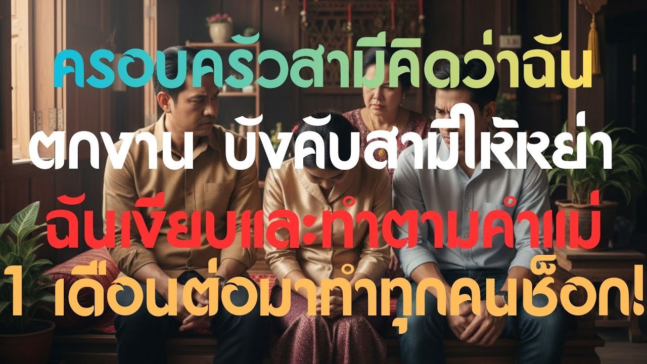 บ้านสามีบีบให้หย่าเพราะนึกว่าฉันตกงาน ฉันเงียบทำตามแม่สอน จนหนึ่งเดือนต่อมา...