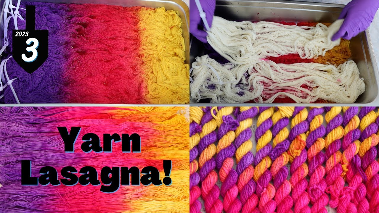Yarn Dyeing Lasagna; Dyeing Multiple Layers of Yarn All in One Pan (2023 Chanukah Night 3)