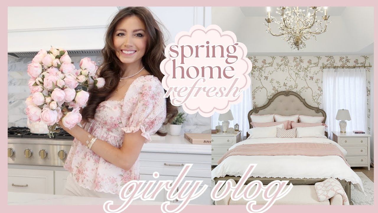 Girly Vlog: Spring Home Refresh (New Bedding & Spring Decor)🧼✨🌷 Clean & Decorate With Me!