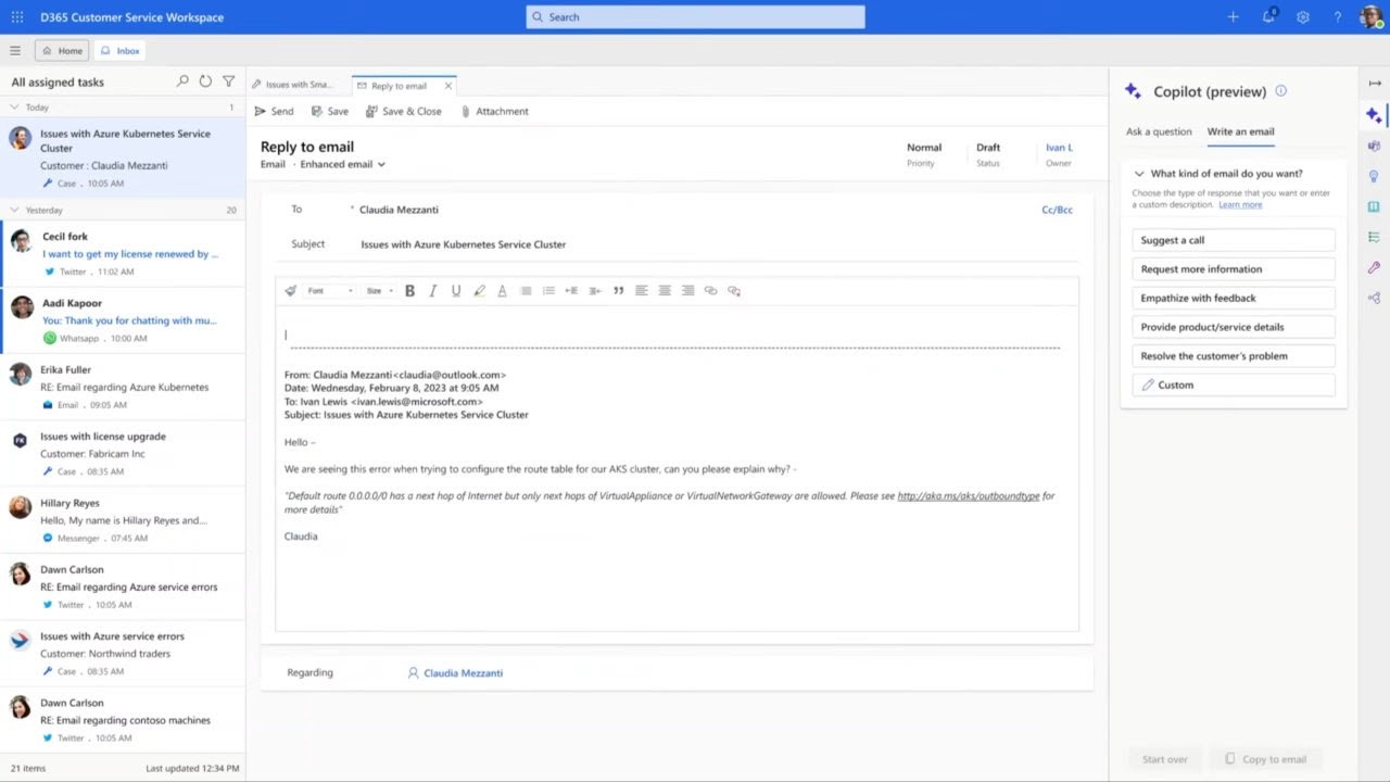 Microsoft Dynamics 365 Customer Service の Copilot | 日本マイクロソフト