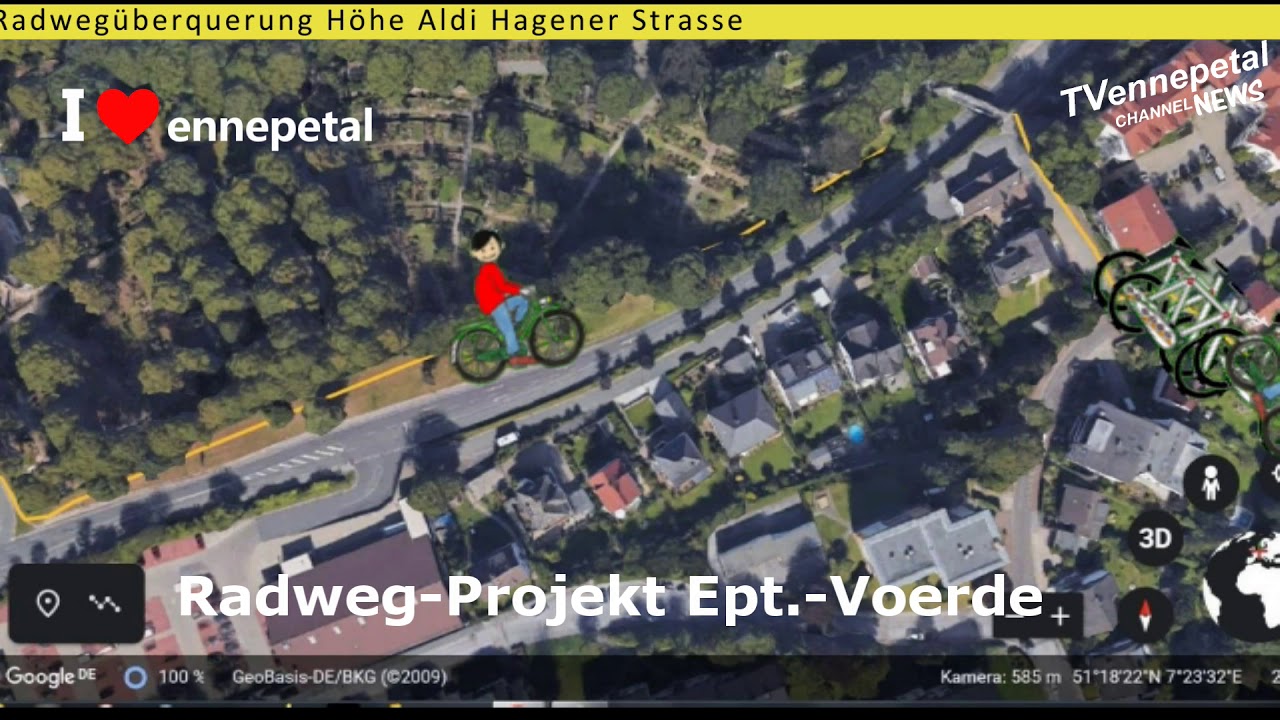 News m&ouml;gliche Radwege Ennepetal Voerde Hagener Strasse H&ouml;he Aldi 2020