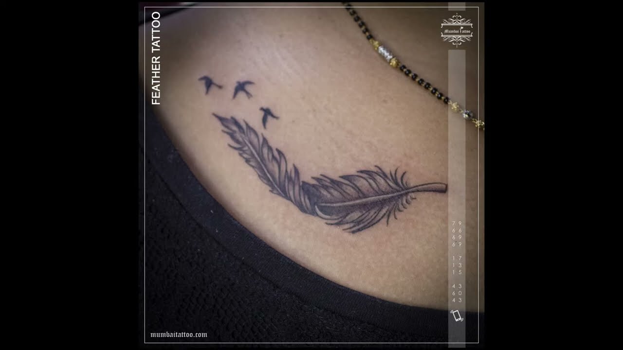 Feather tattoo with birds 🖤🥰