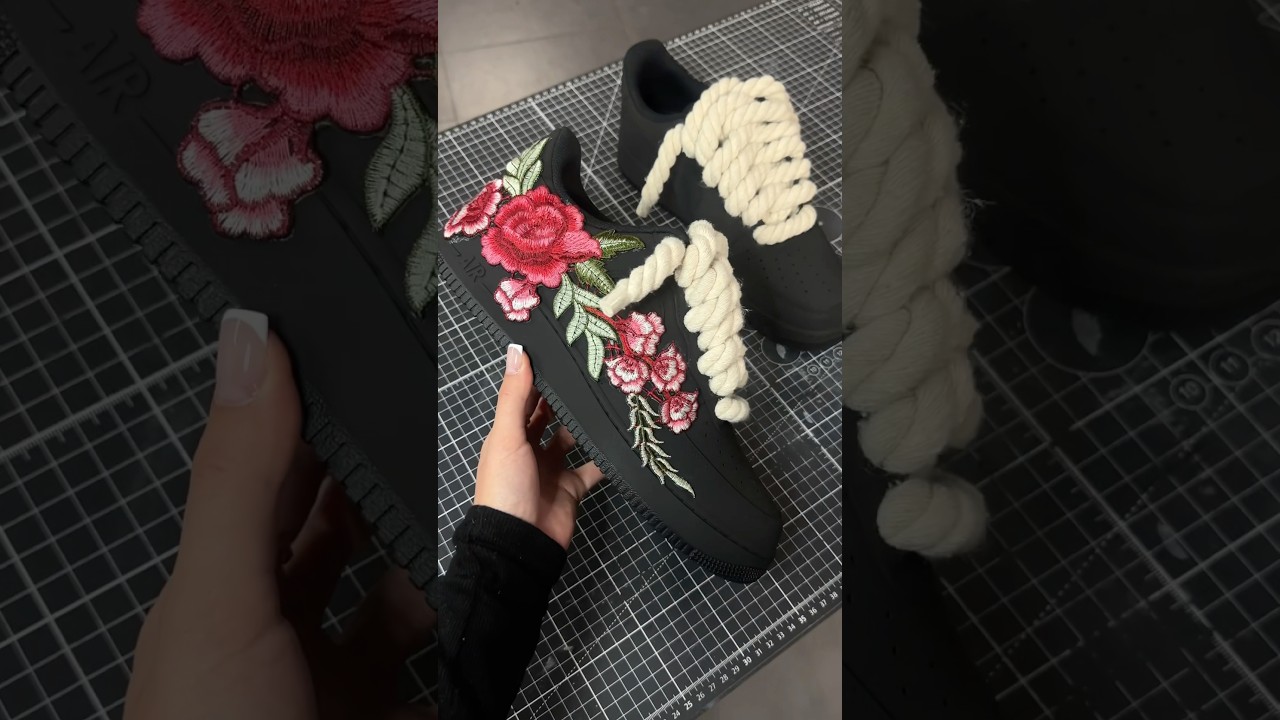 Customizing BLACK MATTE AF1 with a FLORAL twist 🌹😏 