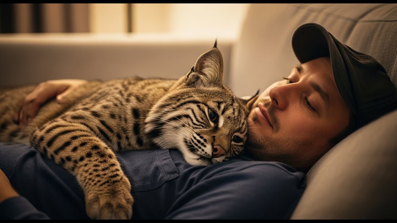 This Bobcat Was About to Be Killed. Now He Sleeps on the Couch!