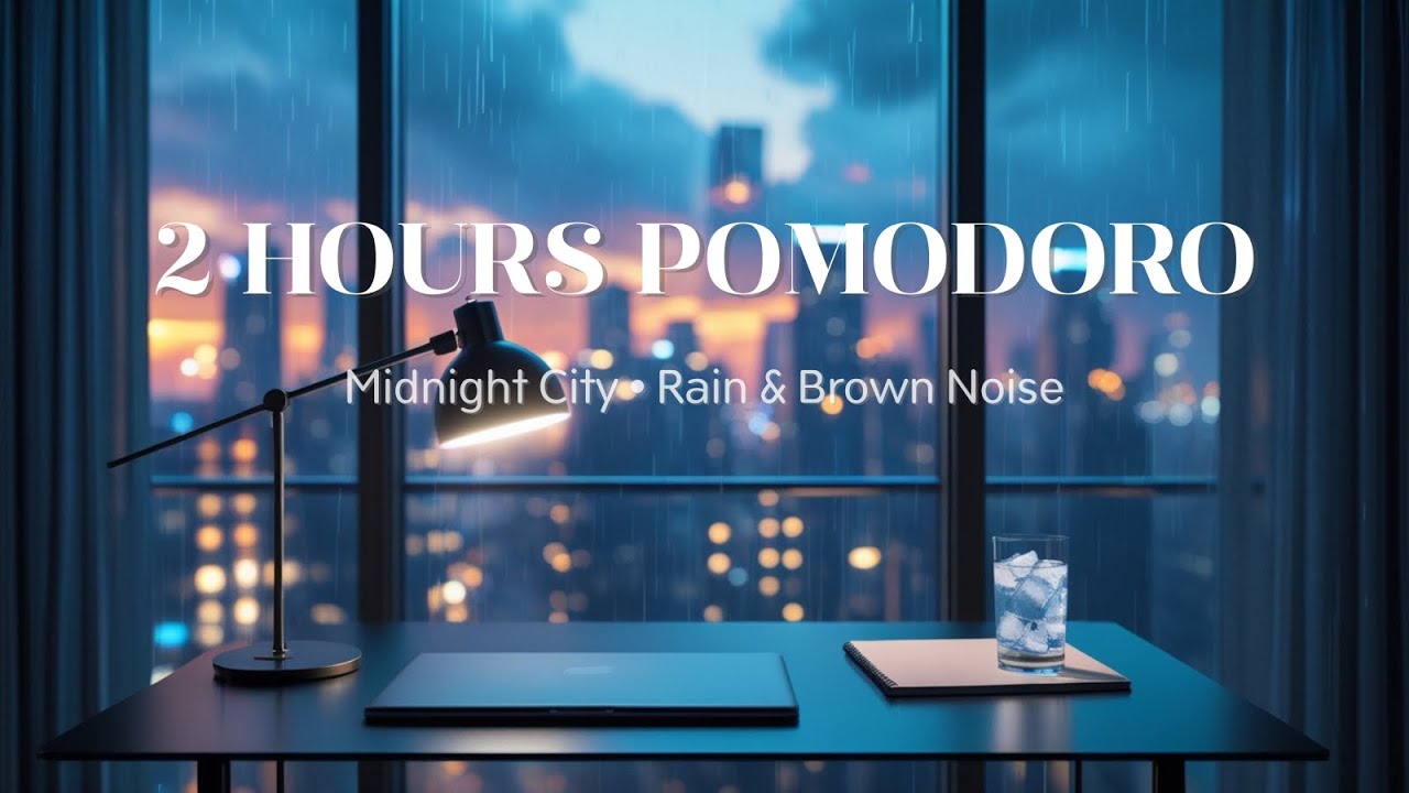 Midnight City Rain 🌃 2 Hours Pomodoro Timer (25/5) for Coding & Deep Focus