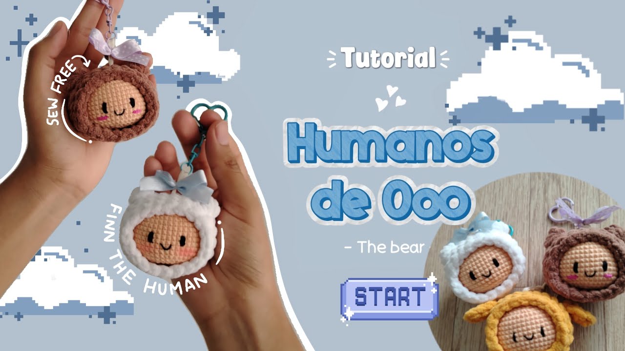 Tutorial a Crochet llavero, colgante al estilo de hora de aventura (1 hora) super fácil.