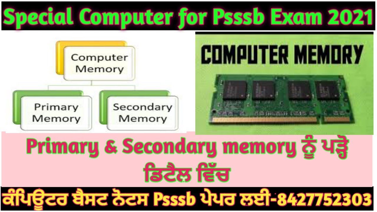 Class-3: Memory & Its types(Part-1)- ਸਪੈਸ਼ਲ ਵੀਡਿਓ PSSSB ਕਲਰਕ ,ਕਲਰਕ (I.T)ਅਤੇ ਪੰਜਾਬ ਪੁਲਿਸ ਦੇ ਪੇਪਰਾਂ ਲਈ