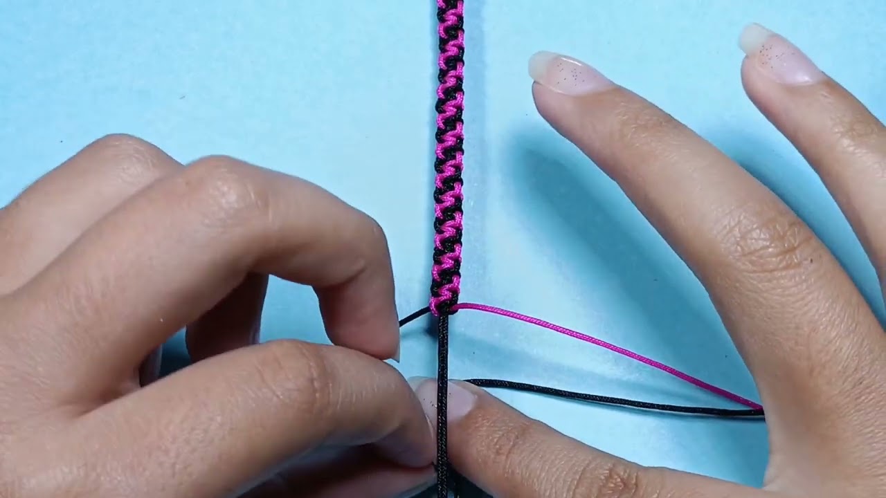 Cómo crear pulsera de nudo plano diagonal/Te enseño paso a paso / pulsera de hilo en simples pasos