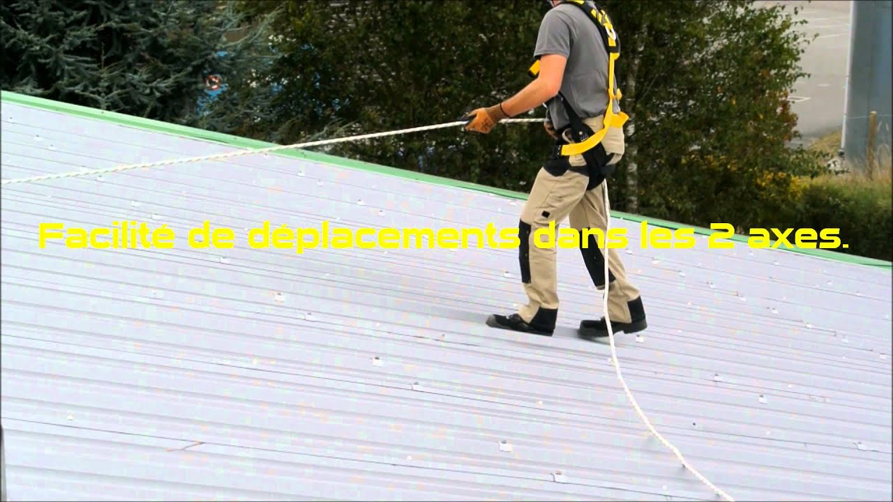 CBHS Ancrage toiture. Pose d'une ligne de vie temporaire + utilisation d'un coulisseau antichute...