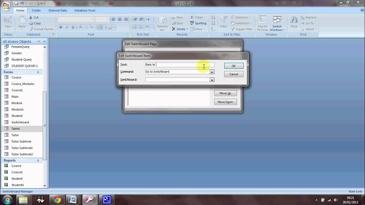 Create a Switchboard in Access 2007