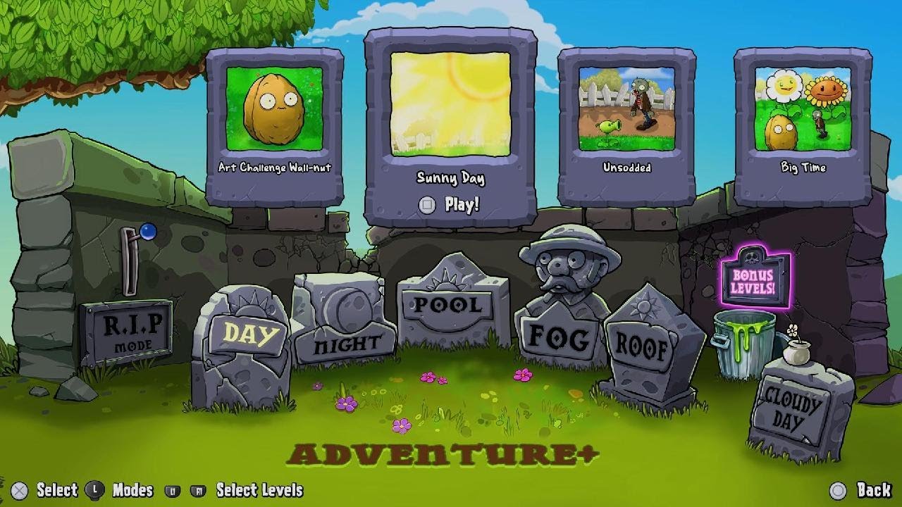 Plants vs. Zombies: Replanted Adventure Mode + Bonus Levels: Sunny Day