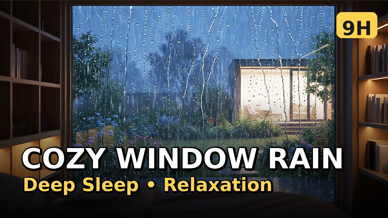 Cozy Bedroom Rain Sounds on Window 🌧️ 9 Hours Deep Sleep & Relaxation