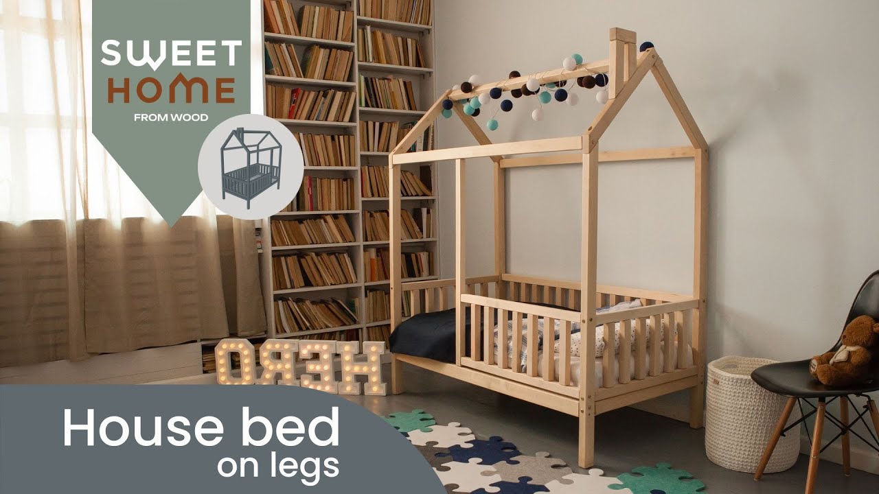 ✨ Montessori House Bed with Rails  Toddler Floor Bed on Legs  Easy Bedtime Solution
