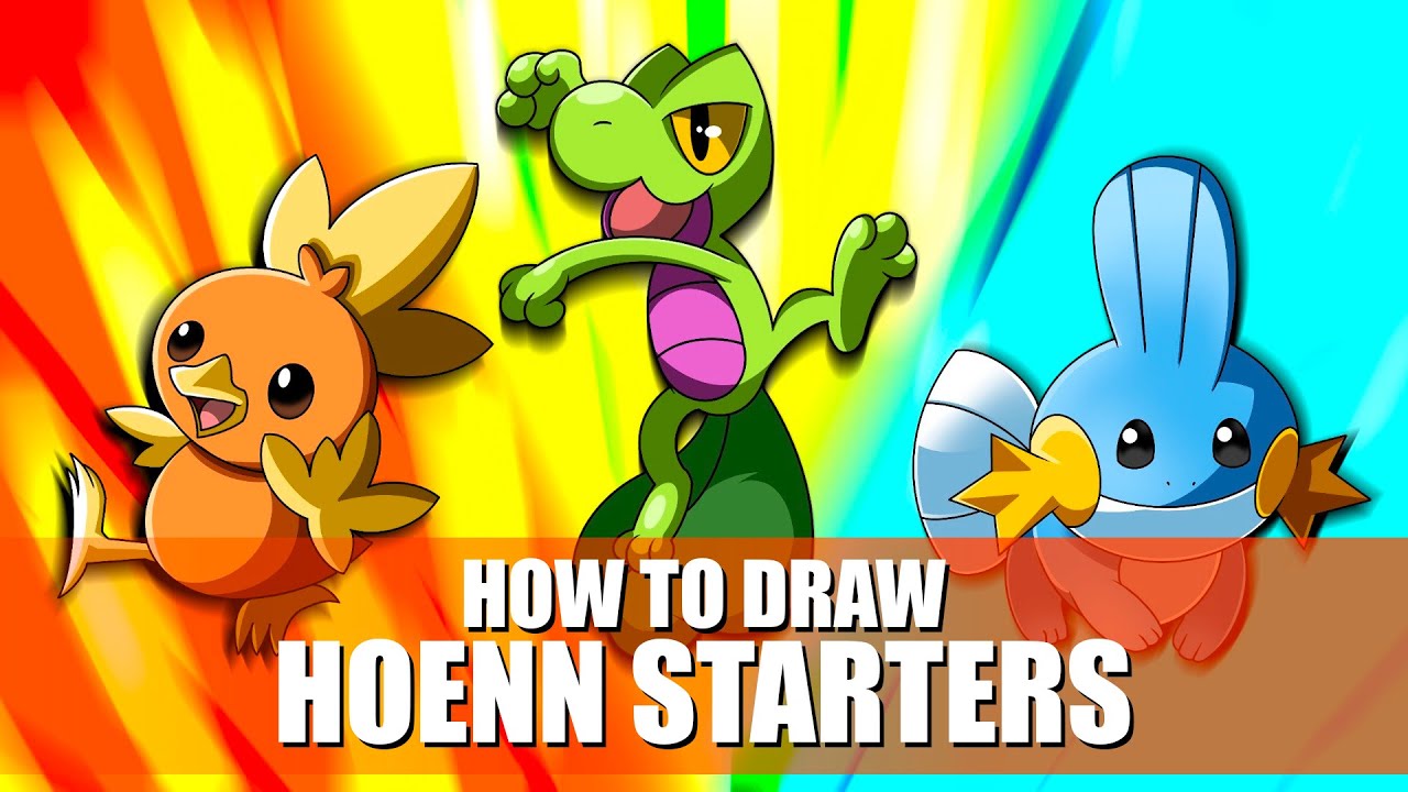 How To Draw Torchic Treecko Mudkip | Hoenn Starters Pokemon | step by step