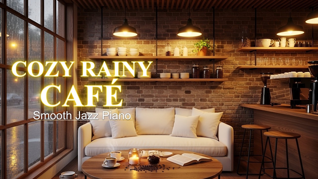 Warm Café Corner ☕ Gentle Rain Ambience | Smooth Jazz Piano for Study & Deep Focus