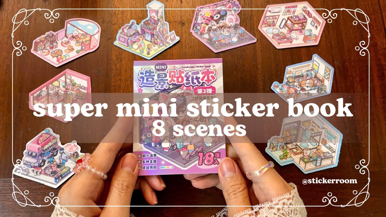 [𝒂𝒔𝒎𝒓] DIY Super mini sticker book 🦋 8 scenes 3D 🎧relaxing sticker sounds #notalkingasmr, #diy