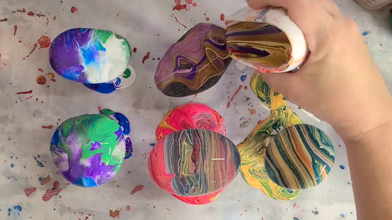 Acrylic pour on rocks