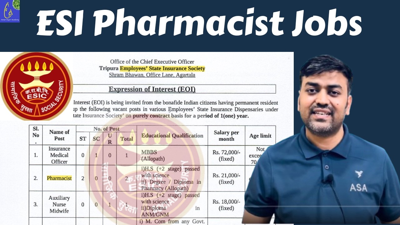ESIC Pharmacist Jobs 2026 || UPPSC Drugs Inspector Recruitment 2026 Last Date to Apply