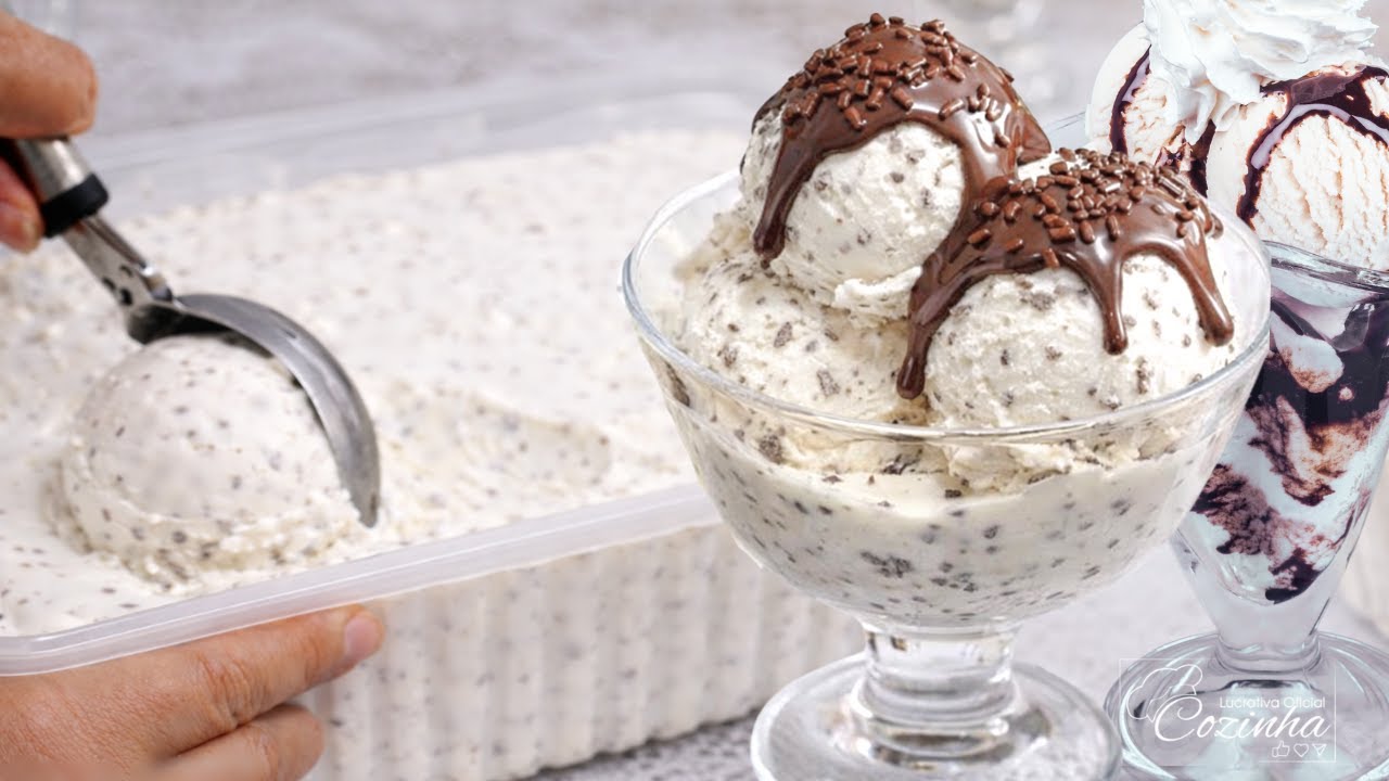 SORVETE GOURMET NINHO COM FLOCOS DE CHOCOLATE RECEITA FÁCIL