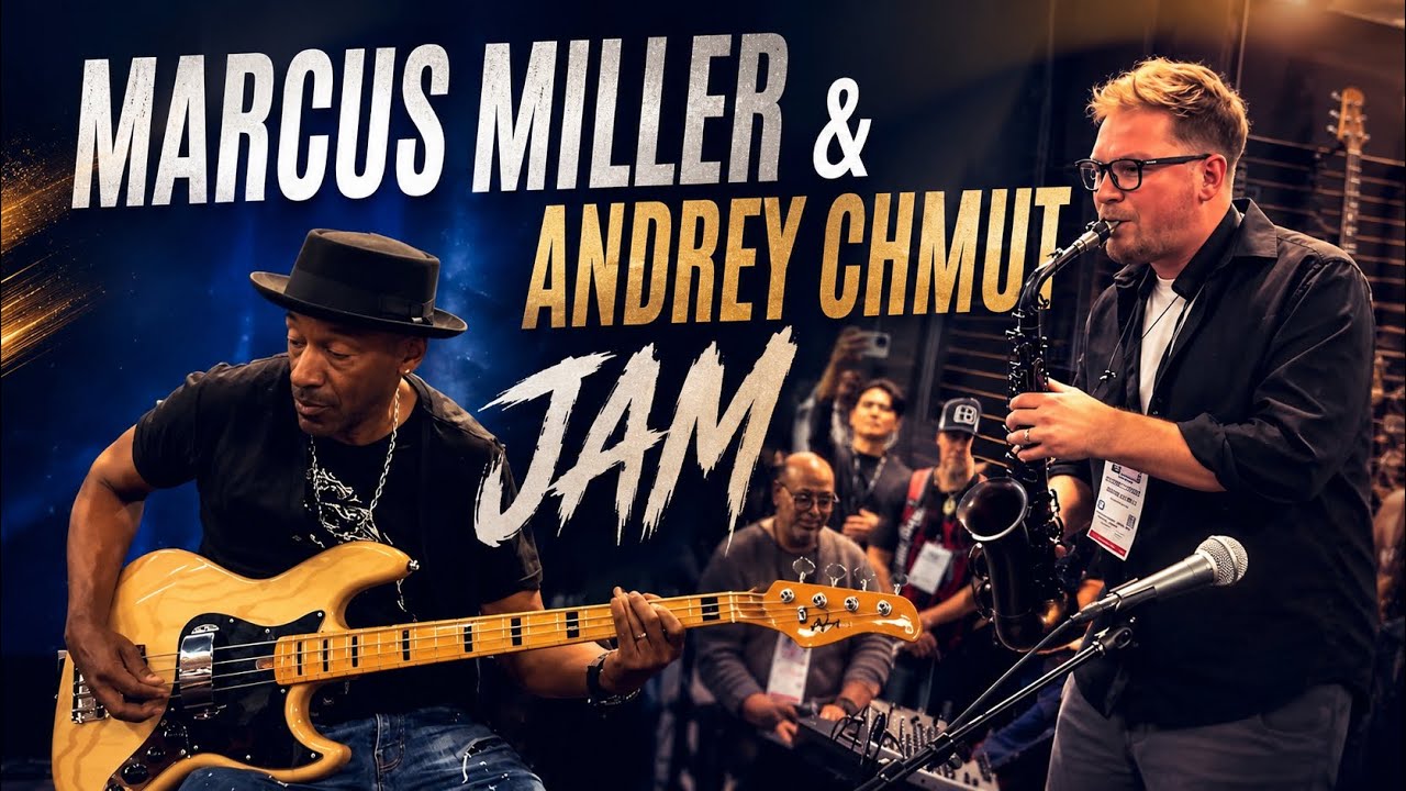 Marcus Mille and Andrey Chmut jamming at the Sire Booth (NAMM 2026)