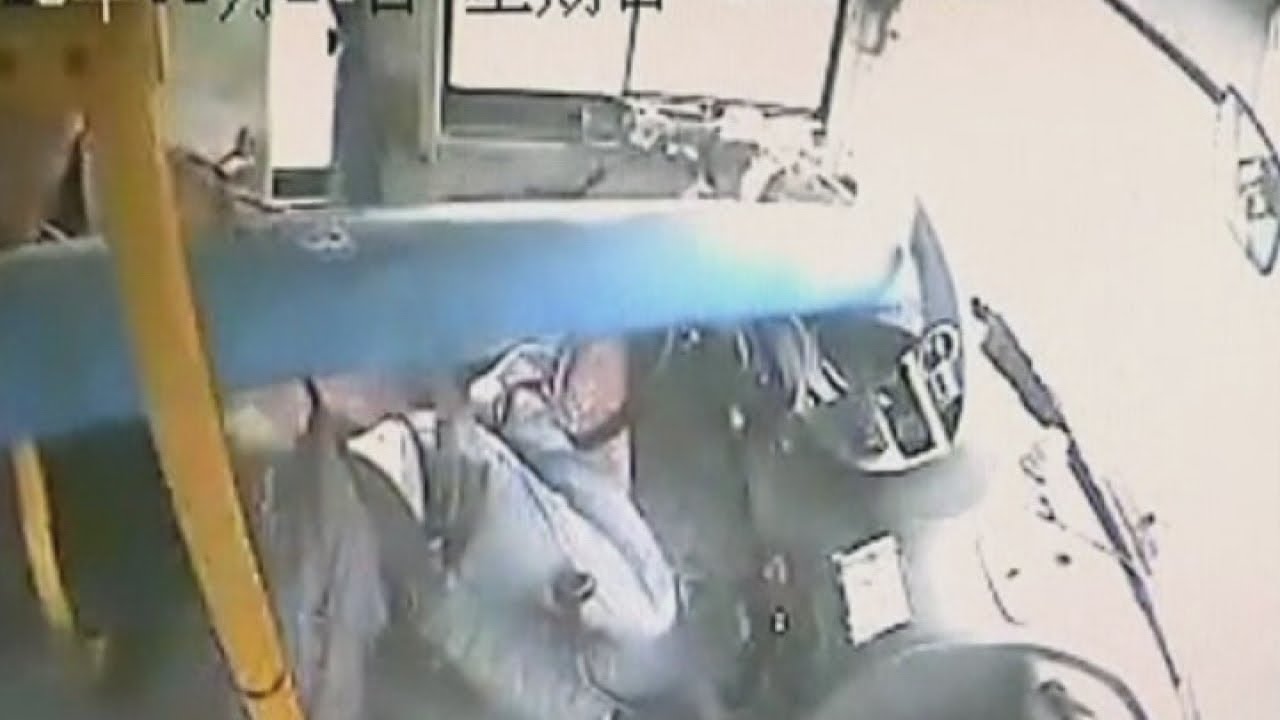 Bus crash: Amazing video of lamp post smashing through windscreen