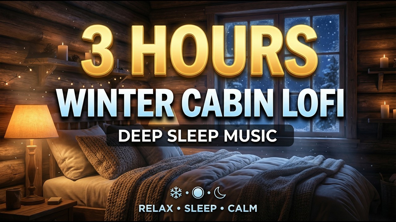 3 Hours Winter Cabin ☕ Snowy Night Lofi | Drowsy Tape | Can’t Sleep? 🌙