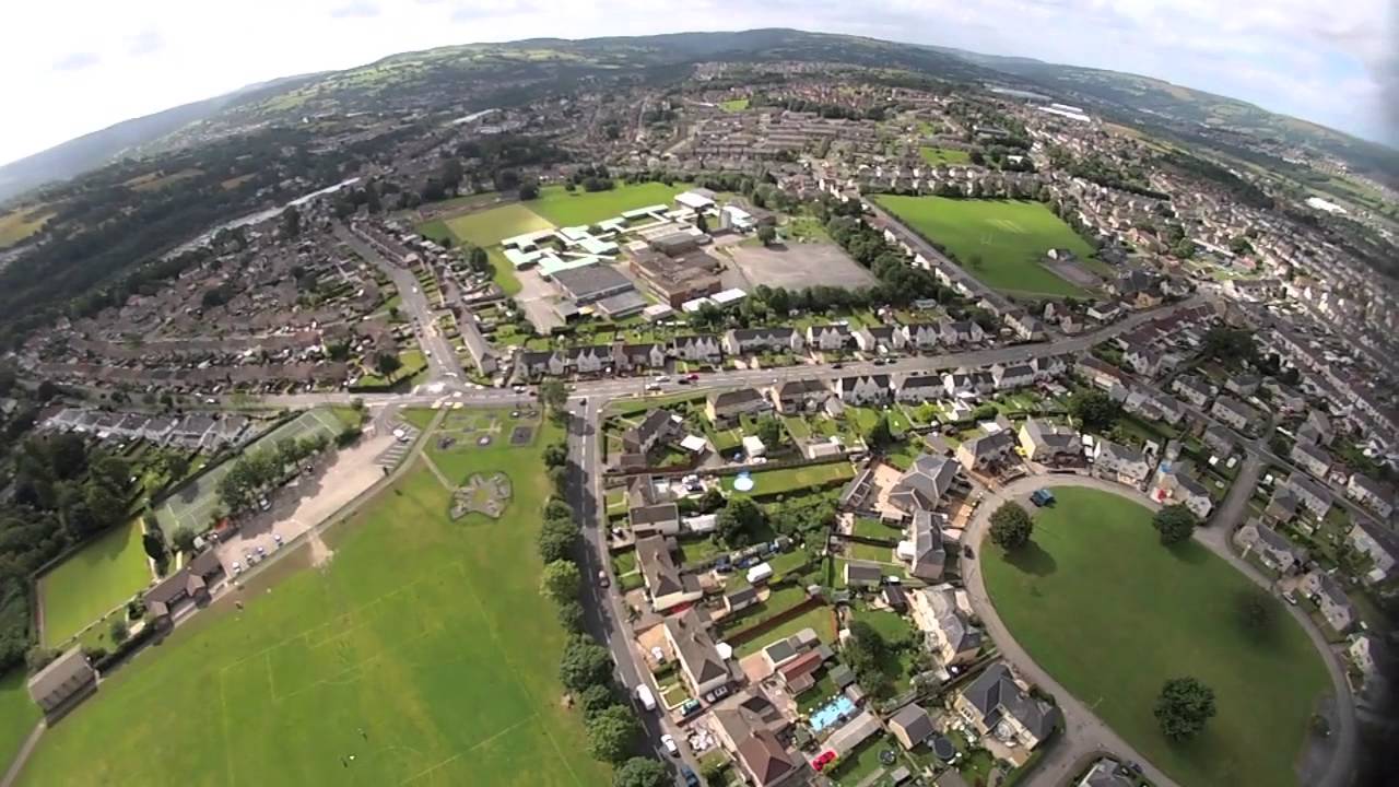 Cefn Fforest and Blackwood Comp from the air