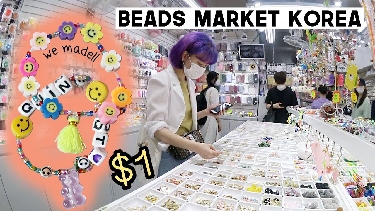 Cheap Beads Market in Seoul, Korea (Making bracelets inspired by J-Hope lol) | Q2HAN