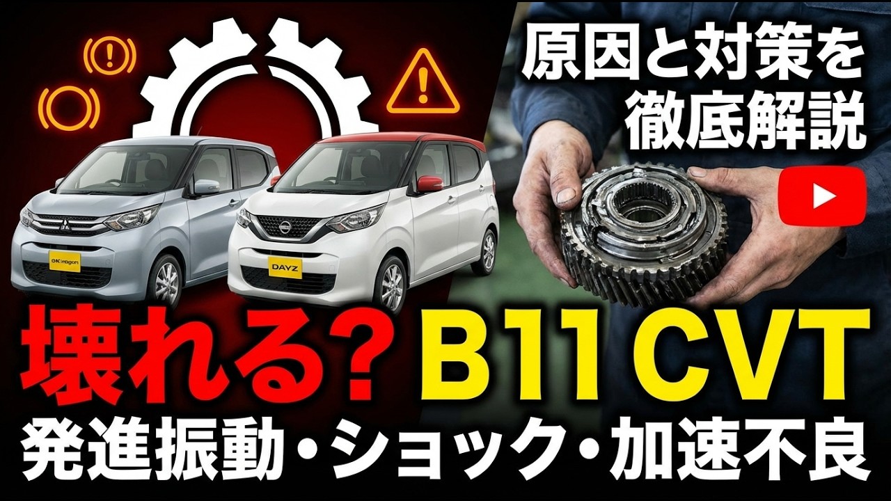 三菱eKワゴン/日産デイズ(B11系)CVTは壊れる？発進時の振動・ショック・加速不良の原因と対策を徹底解説