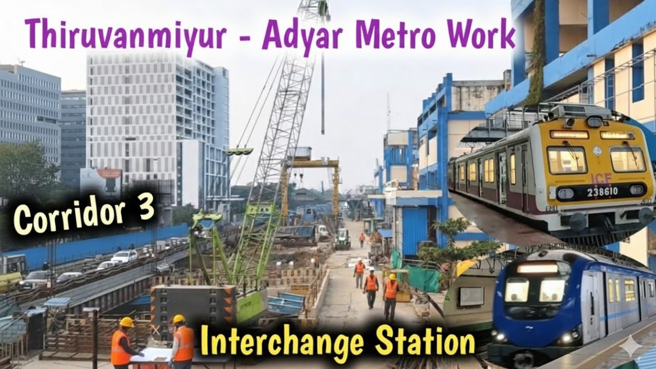 Thiruvanmiyur - Adyar Depot Metro Work ! Corridor 3 ! Interchange Station 