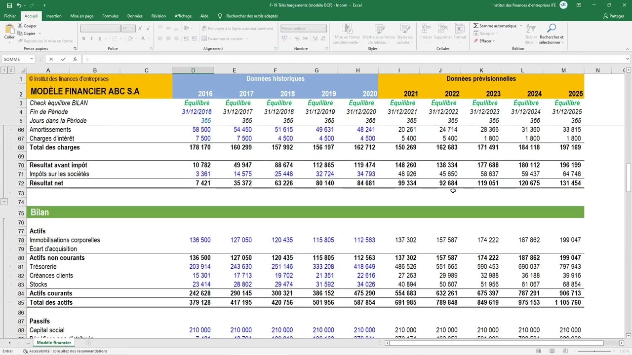 Construire un modèle des flux de trésorerie actualisés dans Excel (DCF model) - IFE