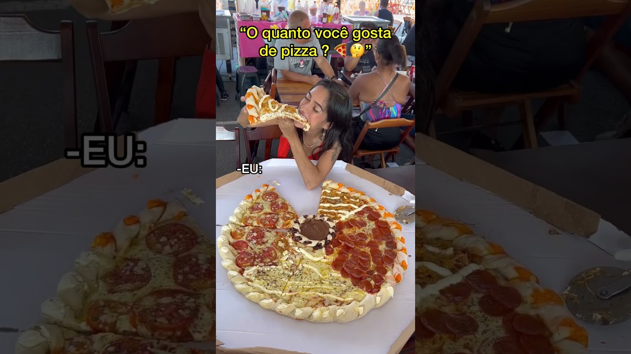 Comendo pizza gigante