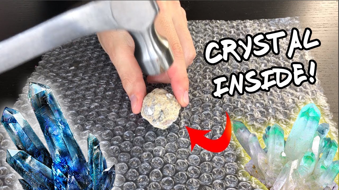 Smashing SPECIAL ROCKS with CRYSTALS INSIDE!