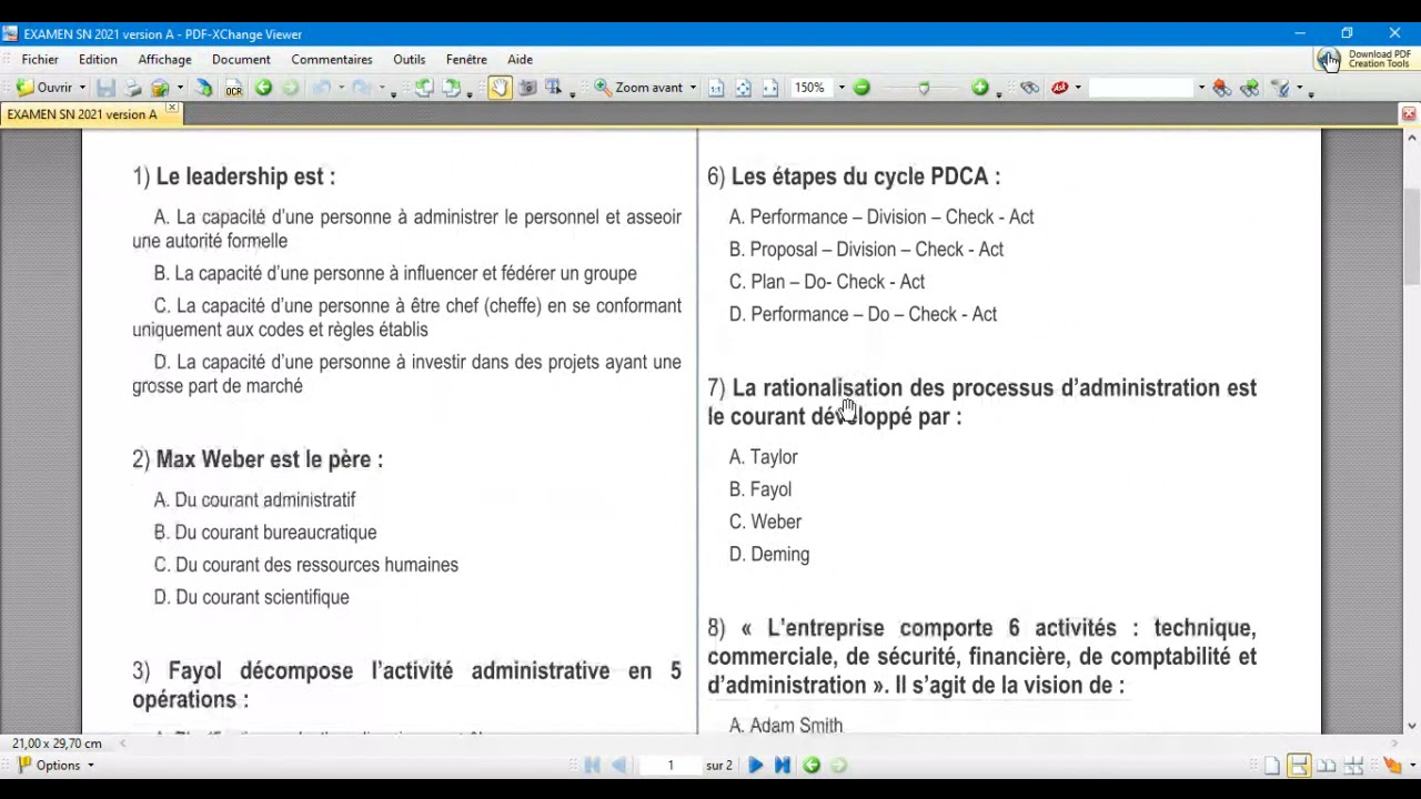 Correction de l'Examen - Management II - Session Normale 2021