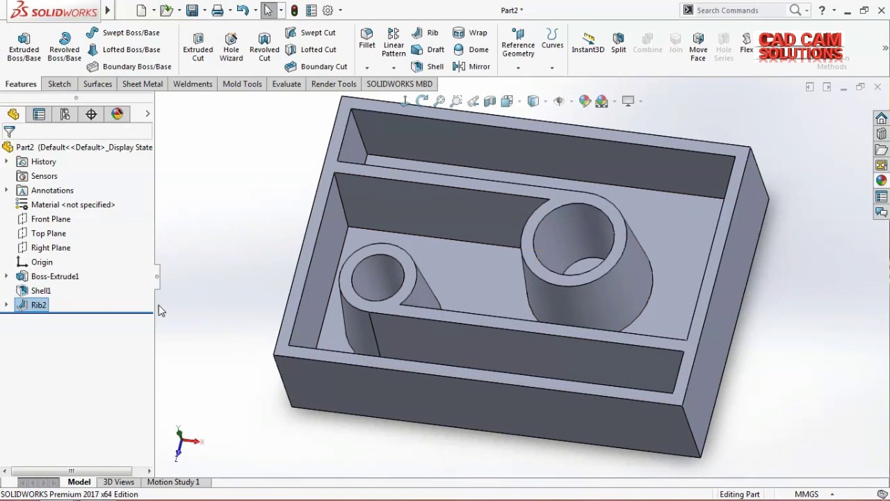 SolidWorks Rib Command in part design