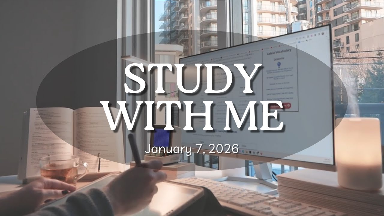 Study With Me 4 Hours Pomodoro Calm and Focus || Willow Study