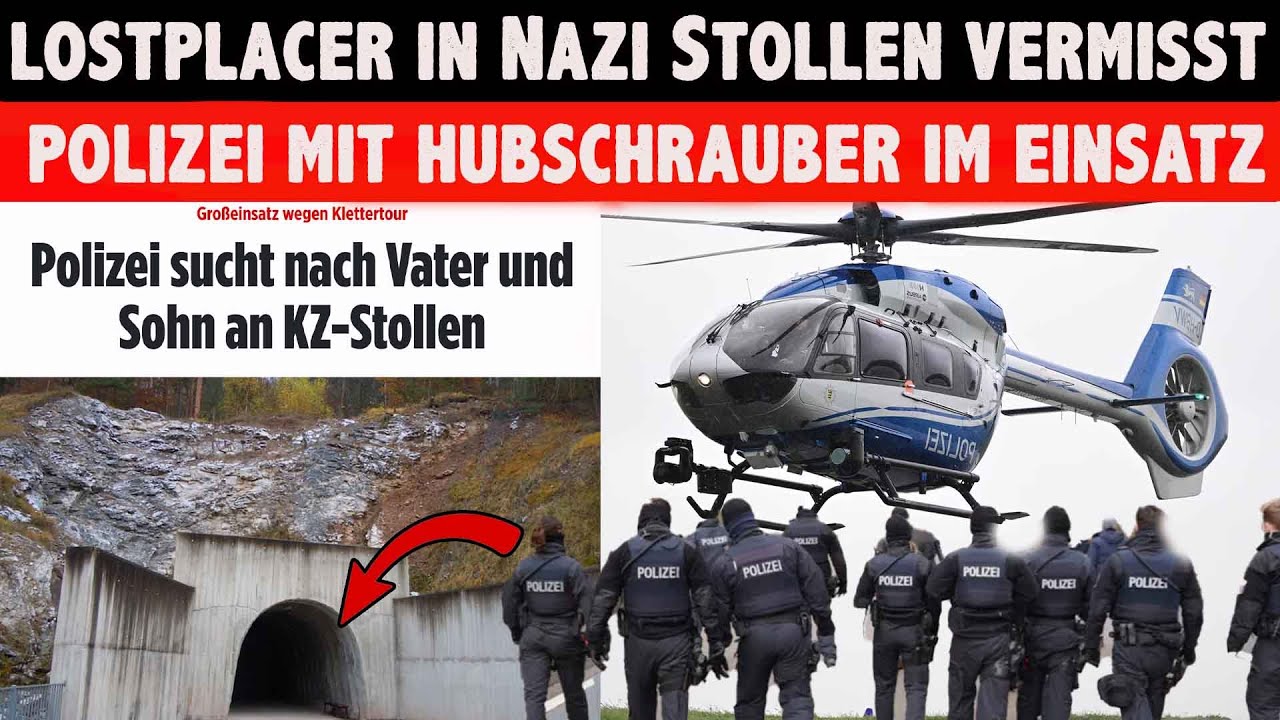 Lost Placer verschwunden Polizei sucht mit Hubschrauber an Nazi Stollen Mittelbau Dora KlappspatenTV