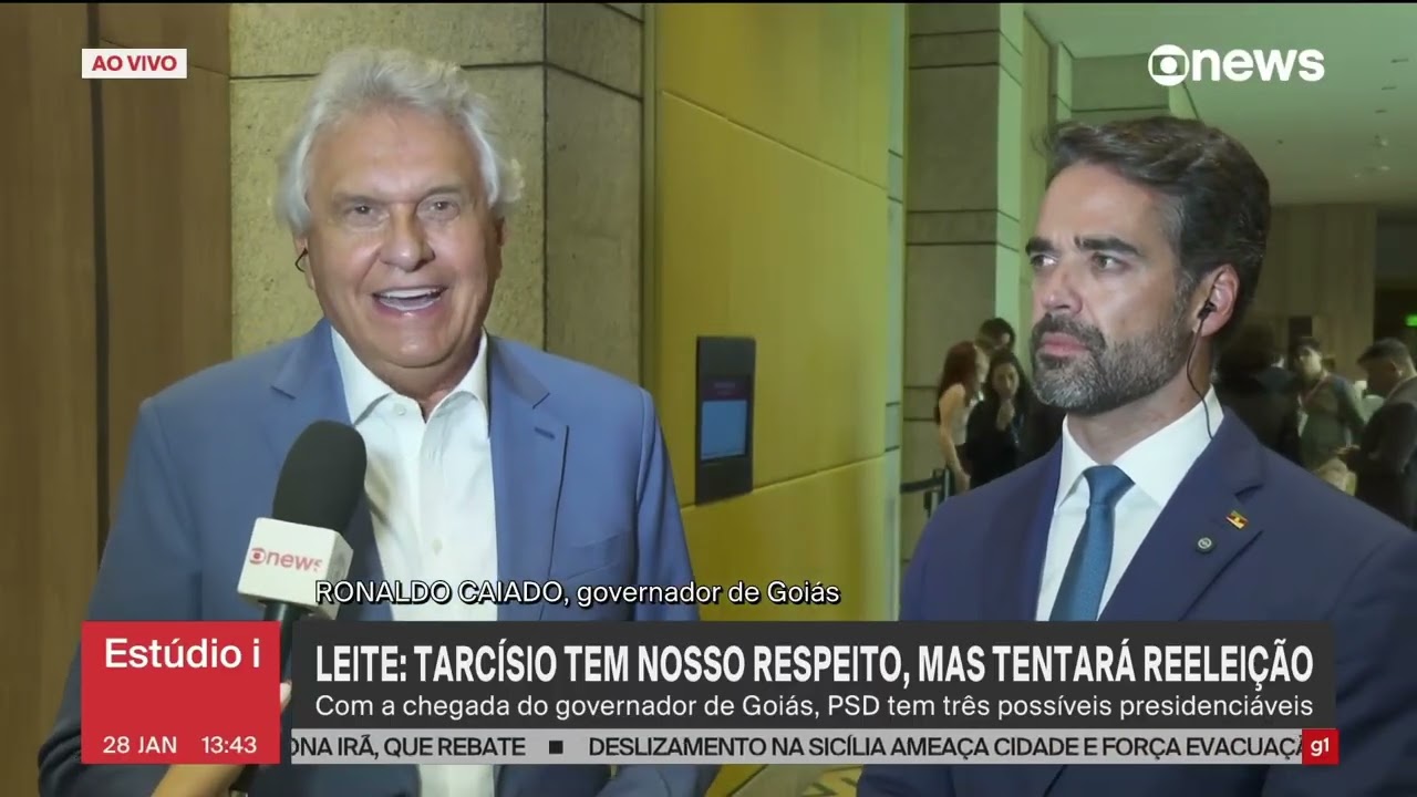 EM ENTREVISTA À GLOBO NEWS CAIADO E LEITE DIZEM QUE ADESÃO AO PARTIDO É UM GESTO DE DESPRENDIMENTO