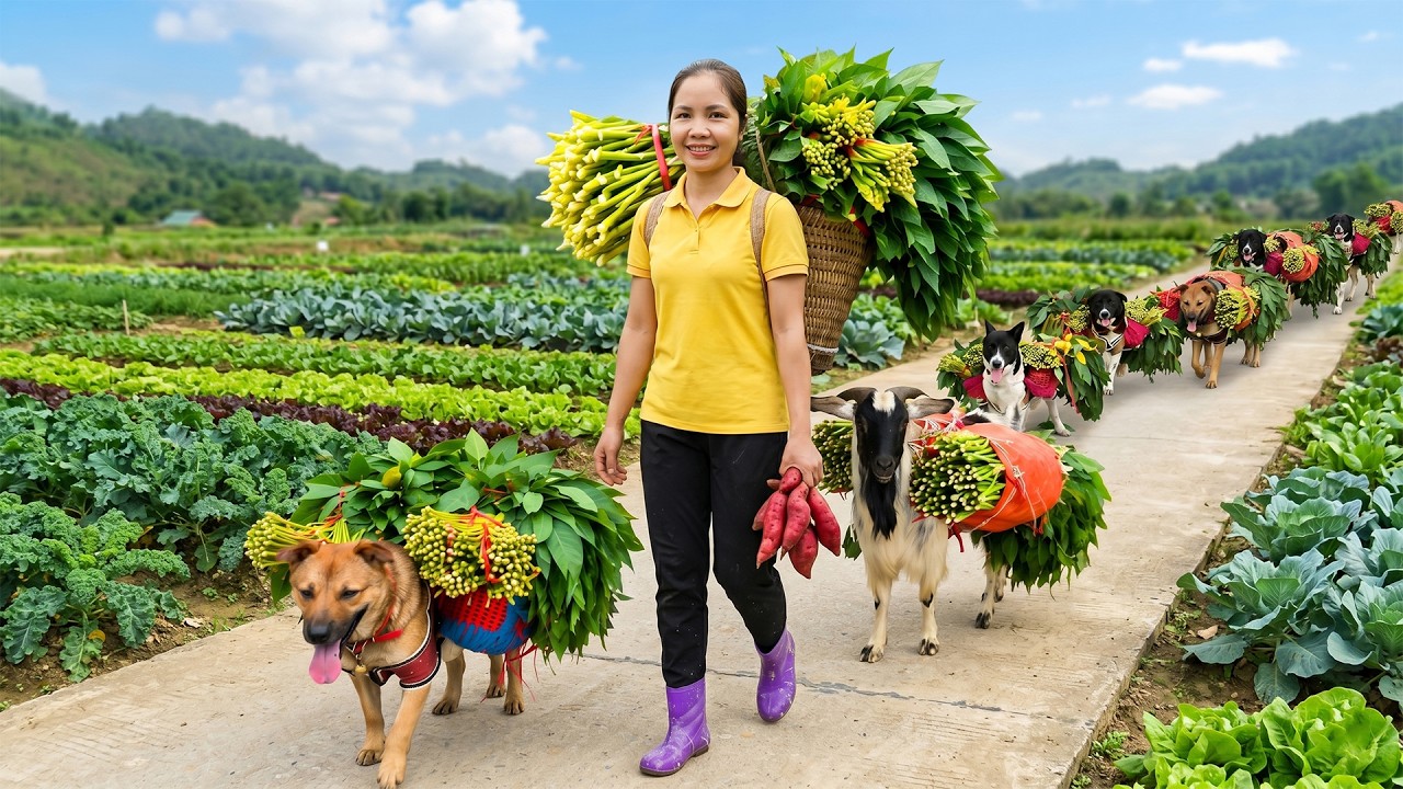 Cosechando Helechos Gigantes en el Arroyo 🌿 | Venta en el Mercado Rural y Cocina Tradicional